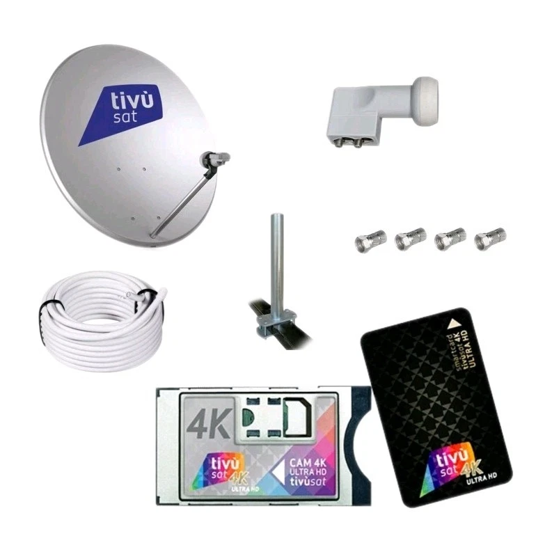 CAM HD 4K ULTRA TIVÙSAT + SCHEDA+PARABOLA 45CM +LNB +SUPPORTO + 20 METRI DI CAVO - Immagine 1 di 1
