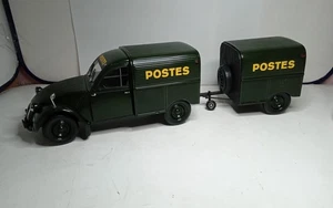 NOREV 1/18 UNIQUE MODÈLE CITROEN 2CV FOURGONNETTE "POSTES"+SA REMORQUE gé C1 - Imagen 1 de 14