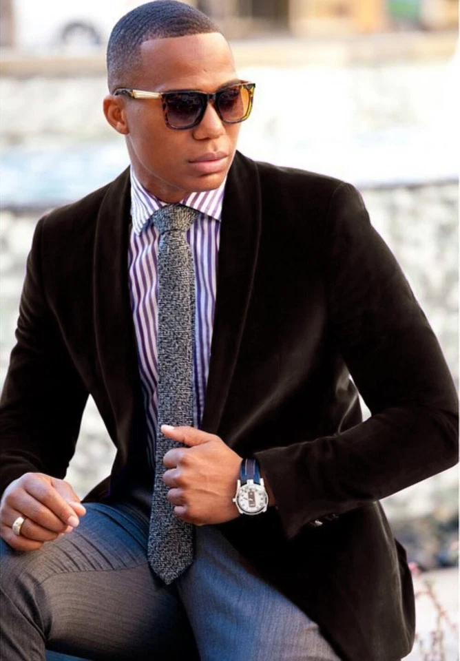 Trajes de terciopelo para hombre chal solapa chaquetas graduación boda esmoquin calce ajustado hombre blazers Foto 1 de 1