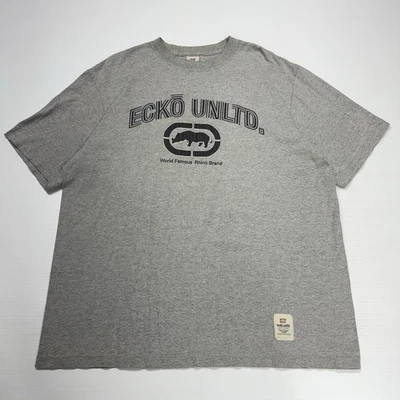 Vtg Ecko UNLTD Mens Shirt XL Gray Rhino Logo Spellout Y2K Punk Retro City NYC - Image 1 of 4