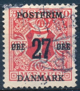 Denmark Scott 147/AFA 87, 27ø/7ø red Provisional, F-VF Used - Picture 1 of 1