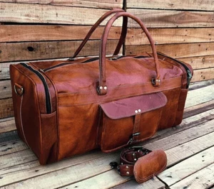 Bag Leather Travel Genuine Gym Weekend Duffel Luggage Duffle Holdall Overnight - Picture 1 of 10
