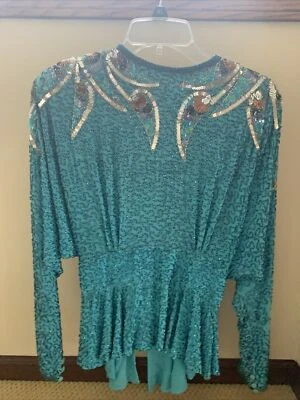 Lillie Ruben Vintage 1987 “Nights” col’n - 2 piece  Peplum  beaded silk - Image 1 of 4
