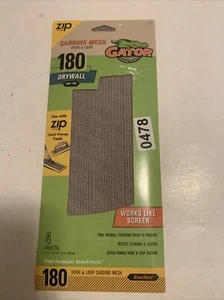 Zip Alligator Hook Loop Schleifnetz 180 Trockenbau sehr fein 4,5”x10,5” Schleifpapier x 4 - Bild 1 von 5