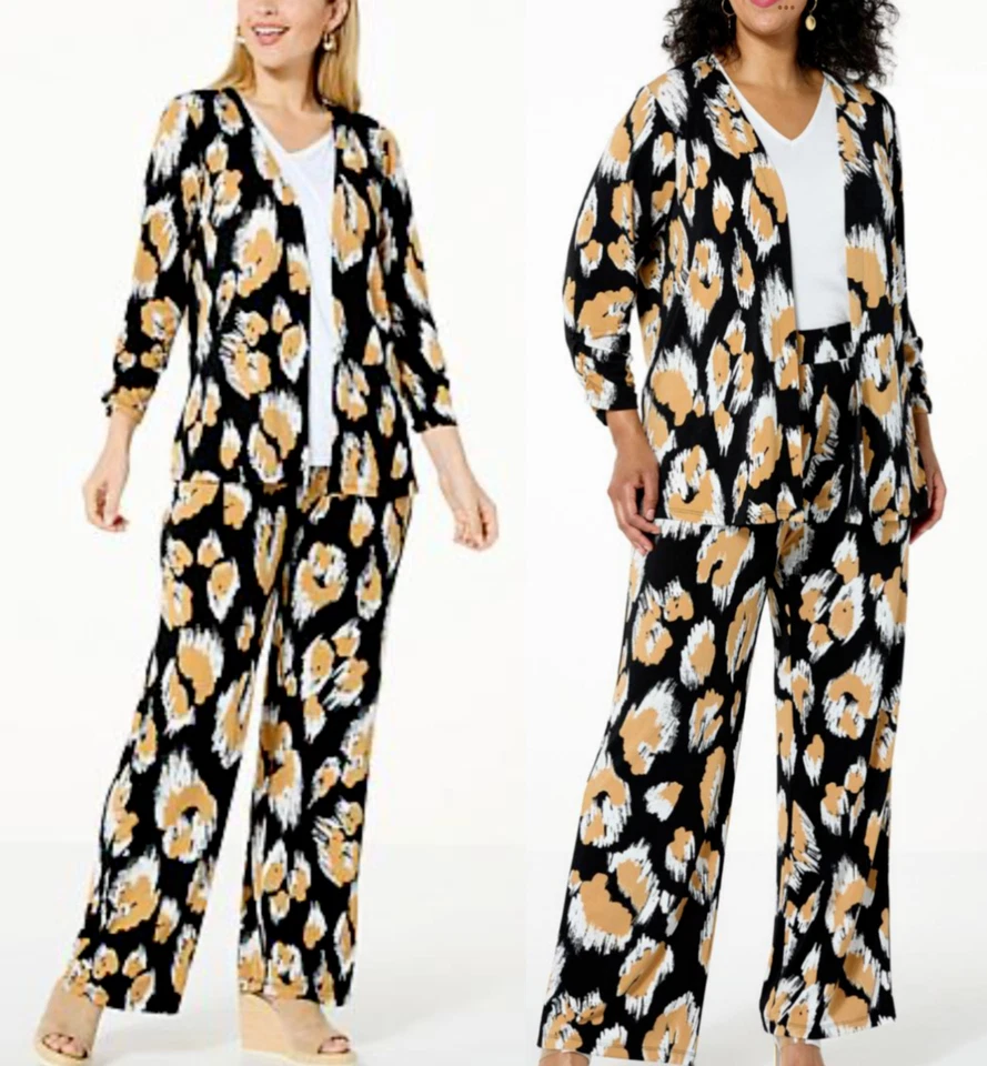 IMAN Global Chic 2-Piece Drapey Knit Topper & Pant Set 2X 821-389