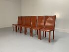 6 chaises de salle à manger Arper - en cuir de selle marron - prix de réserve 6 000 £