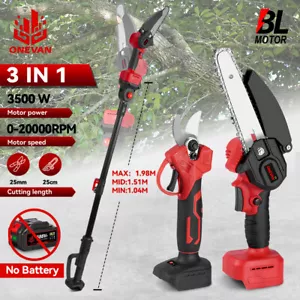 3IN1 Akku Kettensäge Hochentaster Teleskop Langstiel Gartenschere Für Makita18V - Bild 1 von 11