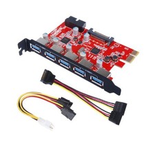 Inateck PCI-E to USB 3.0 5-Port PCI Express Card and 15-Pin Power Connect... New