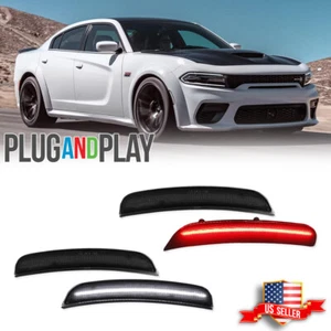 FOR 2015-2023 DODGE CHARGER SMOKED LED SIDE MARKER LIGHTS FRONT WHITE & REAR RED - Picture 1 of 8