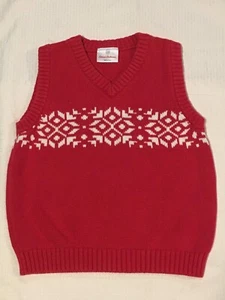 Hanna Anderson Holiday Snowflakes Red Sweater Vest Sz 110 - Picture 1 of 5