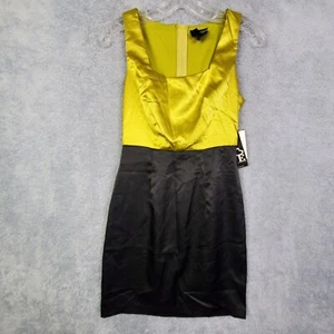 NWT Love Tease Womens Dress Size 3 Black Square Neck 2 Tone Poly Spandex Zip Up - Picture 1 of 14