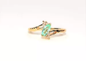 Anillo de piedra de nacimiento de turmalina y diamantes natural paraíba de oro sólido de 0,37tcw - Imagen 1 de 12