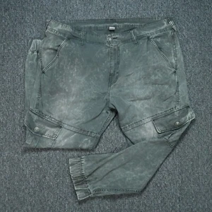 True Religion Pants Mens 42 Gray Green Washed Cargo Runner Tapered Snap Pockets - Picture 1 of 10