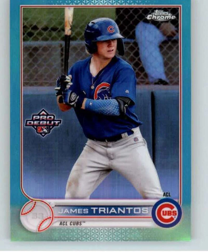 2022 Topps Pro Debut Chrome Refractor Aqua #PDC-1 James Triantos RC Rookie /75 - Image 1 of 2