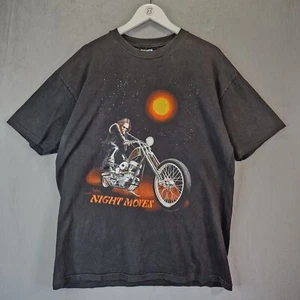 Vintage Easyriders Night Moves T-Shirt Mens XL Extra Large Black 1990 Single Sti - Afbeelding 1 van 12