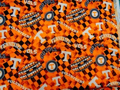 UNIVERSITY of TENNESSEE "GO VOLTS" 100% COTTON 1/2 YARD NEW SMALL CHECKS DESIGN - Image 1 of 4
