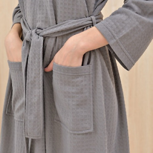 Men Women Waffle Water Absorption Quick-dry Bathrobe Nightgown Lovers Home Robes