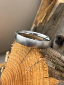 Men's Modern Wedding Band, Solid Titanium Ring, Satin Finish - Picture 1 of 8