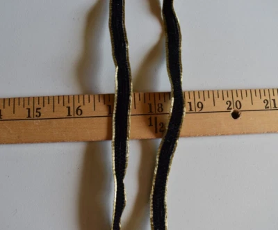 BLACK VELVETY DBLE SIDED RIBBON GOLD EDGES  2  YARDS LONG  X   3/8" WIDE - Image 1 of 2