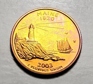 TONED 2003 S MAINE STATE QUARTER CLAD PROOF UNC #C4526 - Bild 1 von 2
