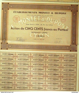 Montet & Dupont (Ets charcuterie) Lyon (69) action 500 fr 1933 - Picture 1 of 1