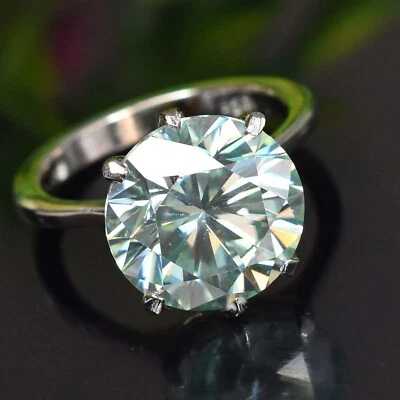 Anillo de plata 925 con diamantes azules VS1 natural certificado de 3,80 quilates para regalo de boda Foto 1 de 4