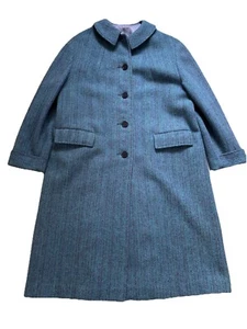 VTG London Fog Handwoven 100% Virgin Wool Blue Overcoat Made In Scotland EUC - Picture 1 of 17