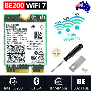 WiFi 7 Tri-Band 8774Mbps Intel BE200NGW BT5.4 M.2/NGFF Network Card for Win10/11 - Picture 1 of 6