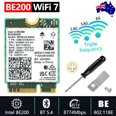 WiFi 7 Tri-Band 8774Mbps Intel BE200NGW BT5.4 M.2/NGFF Network Card for Win10/11 - image 1 of 4