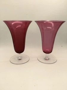 PAIR OF CRANBERRY WINE /WATER GOBLETS - Picture 1 of 7