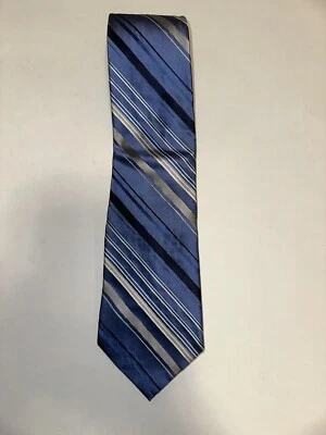 PAUL DIONE 100% SEDA CORBATA CUELLO AZUL/PLATEADO/NEGRO 4 pulgadas Oficina Formal Trabajo Ropa M Foto 1 de 4