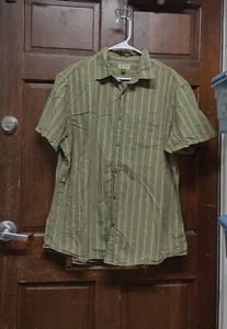 Sonoma Green Striped Short Sleeve Button Up Cotton Shirt Men's Size XL - Picture 1 of 3
