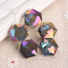 10pcs Hexagon 12mm 16mm 20mm 22mm Faceted Crystal Glass Loose Beads DIY Jewelry