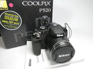 Nikon Coolpix P520 18.1MP 42x Zoom GPS Boxed Bridge Camera & 8GB **FOR REPAIR** - Picture 1 of 17