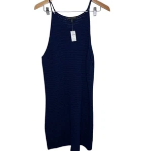 Mini Abito Donna Nuovo Banana Republic Blu Maglia Uncinetto Tank Taglia XL Alto - Foto 1 di 5