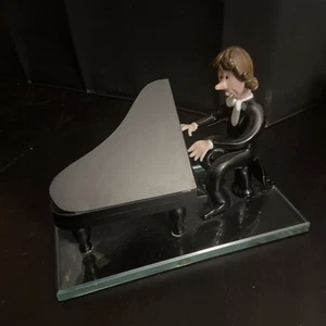 Rare Vintage Czech Bohemia Glass Figurine Piano Player Egermann - Picture 1 of 8