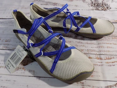 Zapatos atléticos para mujer talla 9 M descalzos con tiras blancas azules J41 JBU 606  Foto 1 de 4