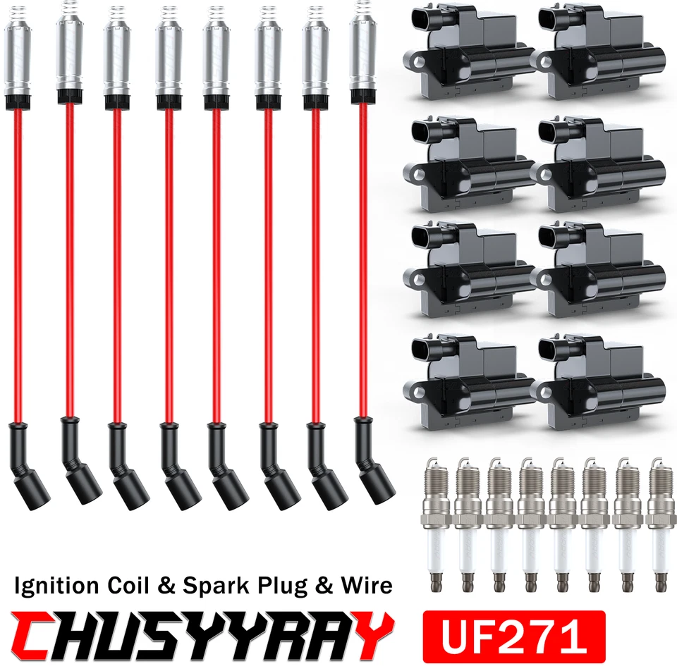 Paquete de 8 bobinas de encendido cuadradas y cable de bujía para Workhorse Fastrack FT1461 Foto 1 de 4