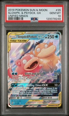 2019 Pokemon Sun & Moon Unified Minds Slowpk. & Psydck. Gx Unified Minds PSA 10 - Image 1 of 2