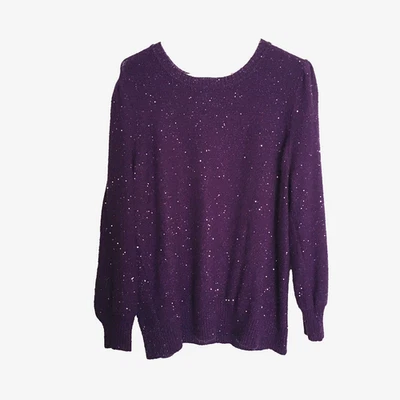 Suéter Pullover Liz Claiborne Para Mujer Talla XXL Púrpura Mangas Largas Lentejuelas Foto 1 de 4