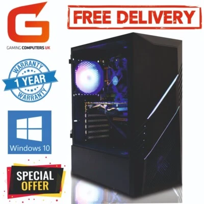 Gaming PC COMPUTER Core i7 16GB 240GB + 1TB RTX 3050 Win10 FREE DELIVERY - Image 1 of 4