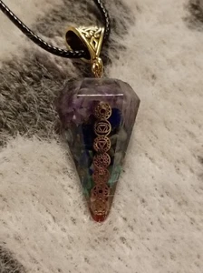~ Stunning Pendulum Chakra Pendant Necklace Healing Wicca Pagan 18" - Picture 1 of 3