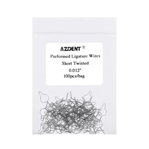 AZDENT 100pcs/pack Dental Orthodontic Wire Preformed Ligature Ties Short 0.012 - Picture 1 of 7