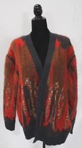 Zara Men's Brushed Abstract Jacquard Cardigan Sweater AP2 Multicolor Size: L-XL - Picture 1 of 4