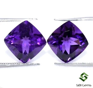 Certified Natural Amethyst Cushion Cut Pair 10x10 mm 8.65 CTS Loose Gemstones - Picture 1 of 6