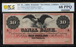 $10 Obsolete - New Orleans, Louisiana - Canal Bank - PCGS 68 PPQ - Picture 1 of 2