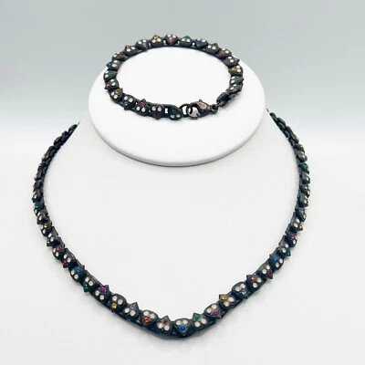 Juego de pulsera collar Sorrelli estrás corazón eslabón declaración firmada Foto 1 de 4