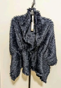 Chico's Damen Lauren Kunstfell Ruana Halstuch Deep Navy Blau Größe L/XL - Bild 1 von 11