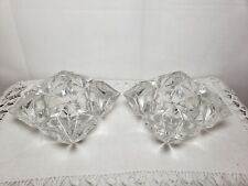 Pair of Partylite Crystal Diamond Cut Square Votive Candleholders