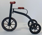 Vintage 1990s Hand Carved Painted Wood & Metal Tricycle Replica Toy Decoration